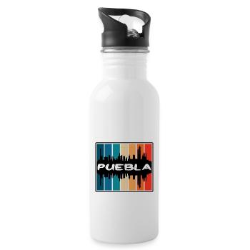 Puebla Mexique Skyline Silhouette Souvenir de voyage - Gourde avec paille intégrée - blanc - Droite
