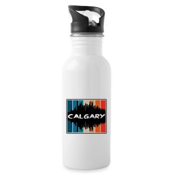 Calgary Kanada Skyline Silhouette Reise Souvenir - Trinkflasche mit integriertem Trinkhalm - Weiß - Rechts