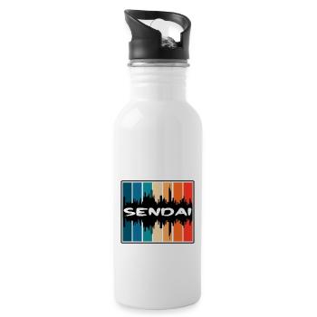 Sendai Japan Skyline Silhouette Reisesouvenir - Trinkflasche mit integriertem Trinkhalm - Weiß - Rechts