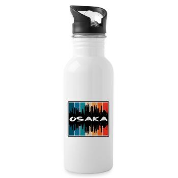 Osaka Japon Skyline Silhouette Souvenir de voyage - Gourde avec paille intégrée - blanc - Droite