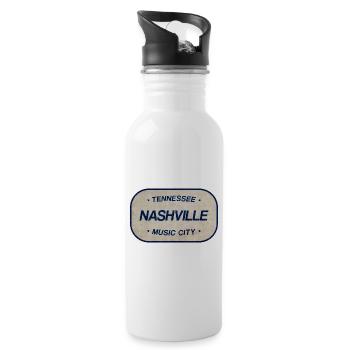 Tennessee Nashville Musik City Schild - Trinkflasche mit integriertem Trinkhalm - Weiß - Rechts
