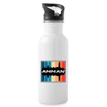 Amman Jordan Skyline Silhouette Travel Souvenir - Water bottle with straw - white - Right