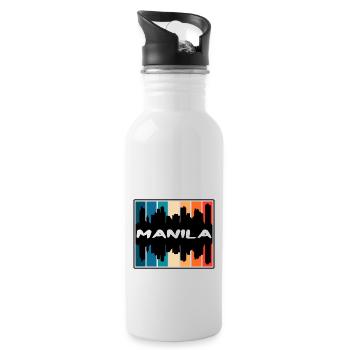 Manila Philippines Skyline Silhouette Travel Souve - Water bottle with straw - white - Right