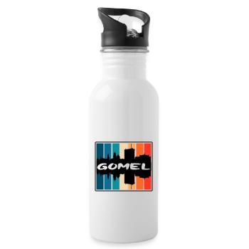 Gomel Biélorussie Skyline Silhouette Souvenir de voyage - Gourde avec paille intégrée - blanc - Droite