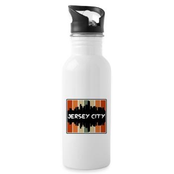 Jersey City New Jersey Usa Skyline Silhouette Trav - Trinkflasche mit integriertem Trinkhalm - Weiß - Rechts