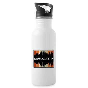 Kansas City Missouri Usa Skyline Silhouette Travel - Water bottle with straw - white - Right