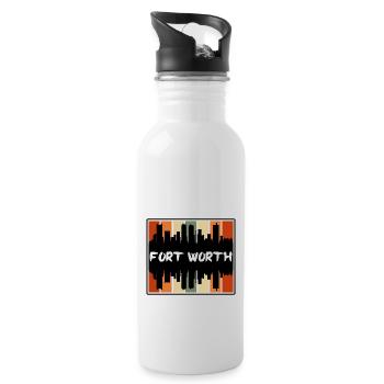 Fort Worth Texas Usa Skyline Silhouette Travel Sou - Water bottle with straw - white - Right