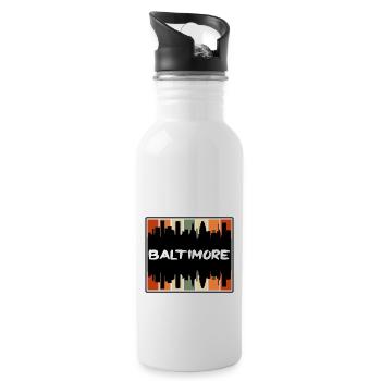 Baltimore Maryland Usa Skyline Silhouette Travel S - Water bottle with straw - white - Right