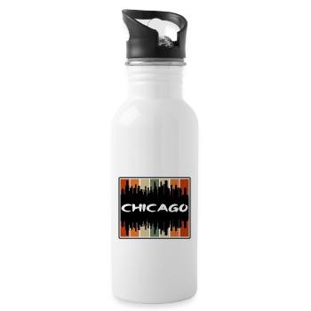 Chicago Illinois États-Unis Skyline Silhouette Voyage Sou - Gourde avec paille intégrée - blanc - Droite