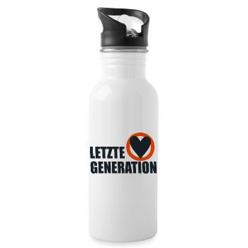 Letzte Generation - Design 4 - Trinkflasche mit integriertem Trinkhalm - Weiß - Rechts