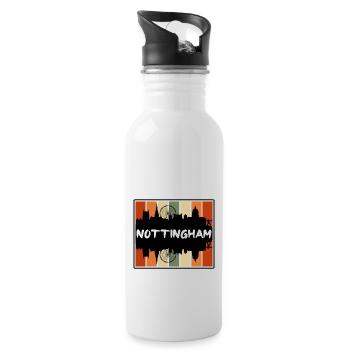 Nottingham England Skyline Silhouette Travel Souve - Water bottle with straw - white - Right