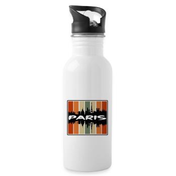Paris France Skyline Silhouette Voyage Souvenir - Gourde avec paille intégrée - blanc - Droite