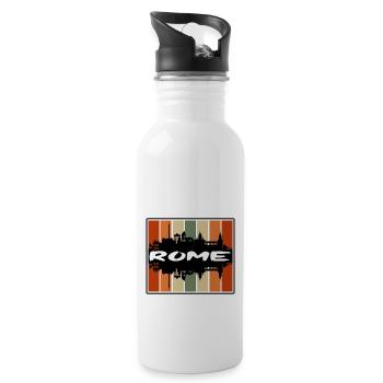 Rom Italien Skyline Silhouette Reise Souvenir - Trinkflasche mit integriertem Trinkhalm - Weiß - Rechts
