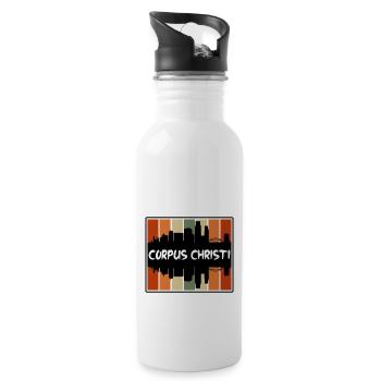 Corpus Christi Texas Usa Skyline Silhouette Travel - Water bottle with straw - white - Right