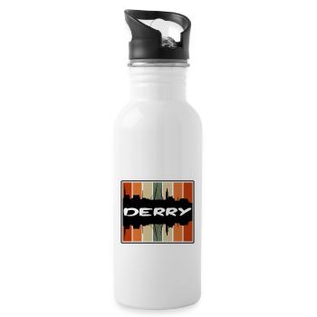 Derry Nordirland Skyline Silhouette Travel S - Trinkflasche mit integriertem Trinkhalm - Weiß - Rechts