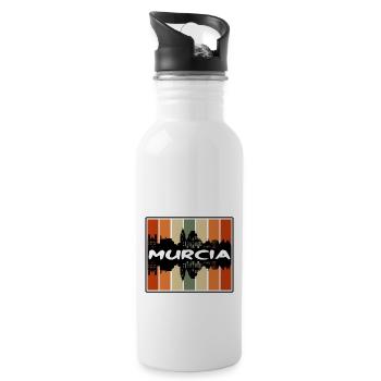 Murcia Spanien Skyline Silhouette Reise Souvenir - Trinkflasche mit integriertem Trinkhalm - Weiß - Rechts