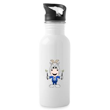 ZIEGE - ZAUBERER - ZAUBERN - MAGIE - TIER - Trinkflasche mit integriertem Trinkhalm - Weiß - Rechts