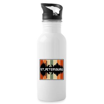 St.Petersburg Russia Skyline Silhouette Travel Sou - Water bottle with straw - white - Right