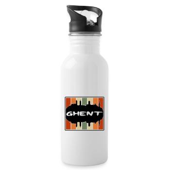 Gent Belgien Skyline Silhouette Reise Souvenir - Trinkflasche mit integriertem Trinkhalm - Weiß - Rechts