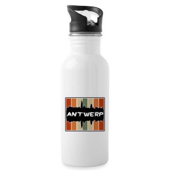 Anvers Belgique Skyline Silhouette Voyage Souvenir - Gourde avec paille intégrée - blanc - Droite