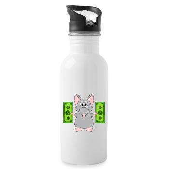 RATTE - GELD - TIER - TIERISCH - Trinkflasche mit integriertem Trinkhalm - Weiß - Rechts