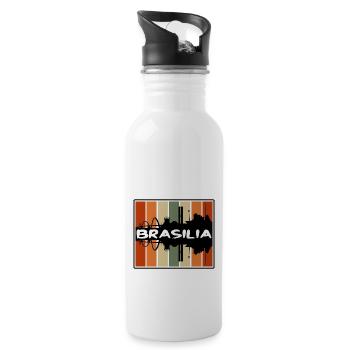 Brasilia Brazil Skyline Silhouette Travel Souvenir - Water bottle with straw - white - Right