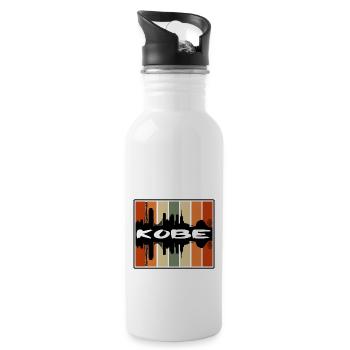 Kobe Japan Skyline Silhouette Travel Souvenir - Water bottle with straw - white - Right