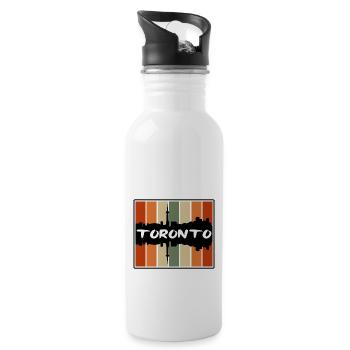 Toronto Canada Skyline Silhouette Travel Souvenir - Water bottle with straw - white - Right