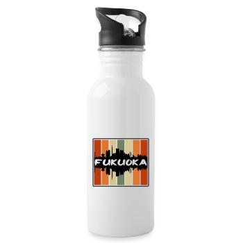 Fukuoka Japan Skyline Silhouette Reisesouvenir - Trinkflasche mit integriertem Trinkhalm - Weiß - Rechts