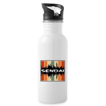 Sendai Japan Skyline Silhouette Reisesouvenir - Trinkflasche mit integriertem Trinkhalm - Weiß - Rechts