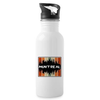 Montreal Canada Skyline Silhouette Travel Souvenir - Water bottle with straw - white - Right
