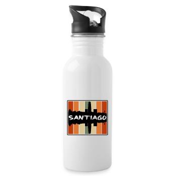 Santiago Chile Skyline Silhouette Reise Souvenir - Trinkflasche mit integriertem Trinkhalm - Weiß - Rechts