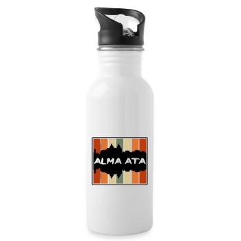 Alma Ata Kasachstan Skyline Silhouette Reise Souv - Trinkflasche mit integriertem Trinkhalm - Weiß - Rechts