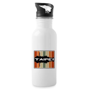 Taipei Taiwan Skyline Silhouette Travel Souvenir - Water bottle with straw - white - Right