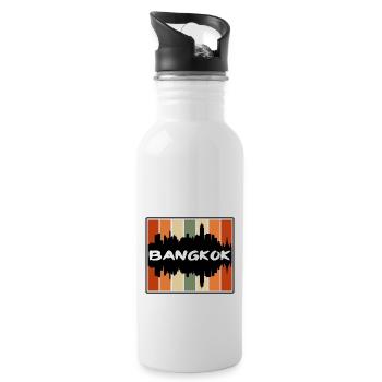 Bangkok Thailand Skyline Silhouette Travel Souveni - Trinkflasche mit integriertem Trinkhalm - Weiß - Rechts