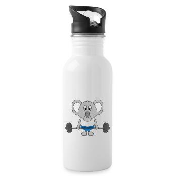 KOALA - FITNESS - SPORT - GEWICHTHEBEN - FIT - Trinkflasche mit integriertem Trinkhalm - Weiß - Rechts