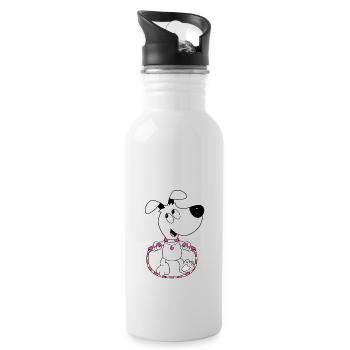 HUND - SPRINGSEIL - TIER - TIERISCH - Trinkflasche mit integriertem Trinkhalm - Weiß - Rechts