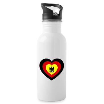 Ein Herz für unser Germany - Trinkflasche mit integriertem Trinkhalm - Weiß - Rechts