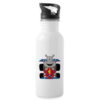 NILPFERD - RENNFAHRER - AUTO - MOTORSPORT - Trinkflasche mit integriertem Trinkhalm - Weiß - Rechts
