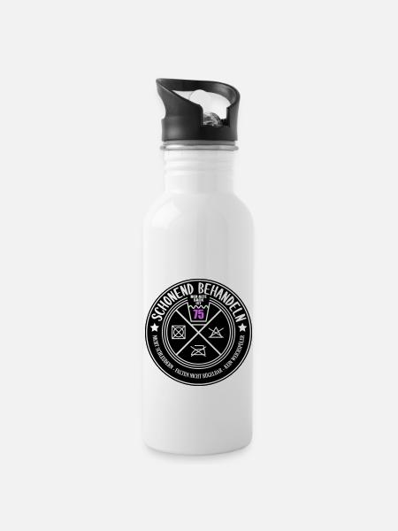 Schonend behandeln Sack 75 | Farben änderbar - Trinkflasche mit integriertem Trinkhalm - Weiß