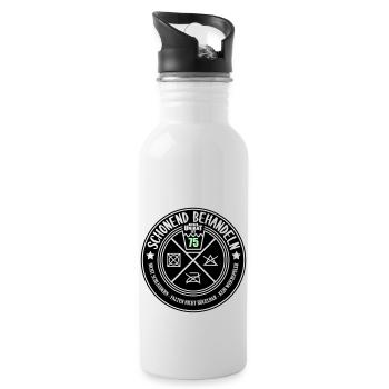 Schonend behandeln Unikat 75 | Farben änderbar - Trinkflasche mit integriertem Trinkhalm - Weiß - Rechts