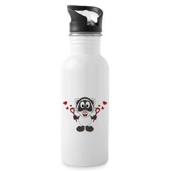 FRETTCHEN - SEIFENBLASEN - HERZEN - LIEBE - LOVE - Trinkflasche mit integriertem Trinkhalm - Weiß - Rechts