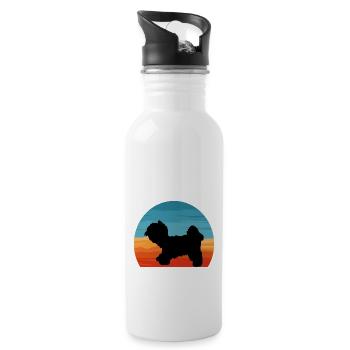 Kyi Leo Dog Lover Silhouette Vintage Sunset - Gourde avec paille intégrée - blanc - Droite