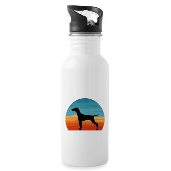 Vizsla Dog Lover Silhouette Vintage Sunset - Gourde avec paille intégrée - blanc - Droite