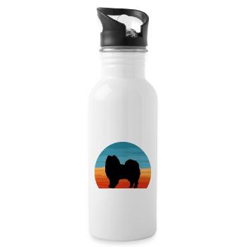 American Eskimo Dog Love Silhouette Vintage Sunset - Gourde avec paille intégrée - blanc - Droite
