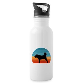 Armenischer Gampr Hund Liebhaber Silhouette Vintage Sonnenuntergang - Trinkflasche mit integriertem Trinkhalm - Weiß - Rechts