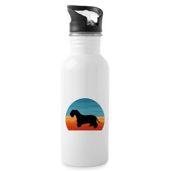 Cesky Terrier Hundeliebhaber Silhouette Vintage Sonnenuntergang - Trinkflasche mit integriertem Trinkhalm - Weiß - Rechts