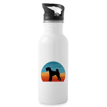 Lakeland Terrier Dog Lover Silhouette Retro Sunset - Gourde avec paille intégrée - blanc - Droite