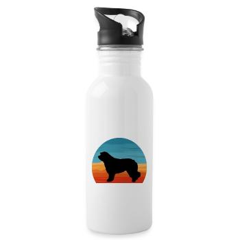Katalanische Schäferhund Hund Liebhaber Silhouette Retro Sonnenuntergang - Trinkflasche mit integriertem Trinkhalm - Weiß - Rechts