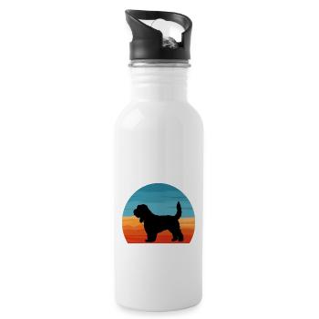 Grand Griffon Vendeen Dog Silhouette Retro Sunset - Gourde avec paille intégrée - blanc - Droite
